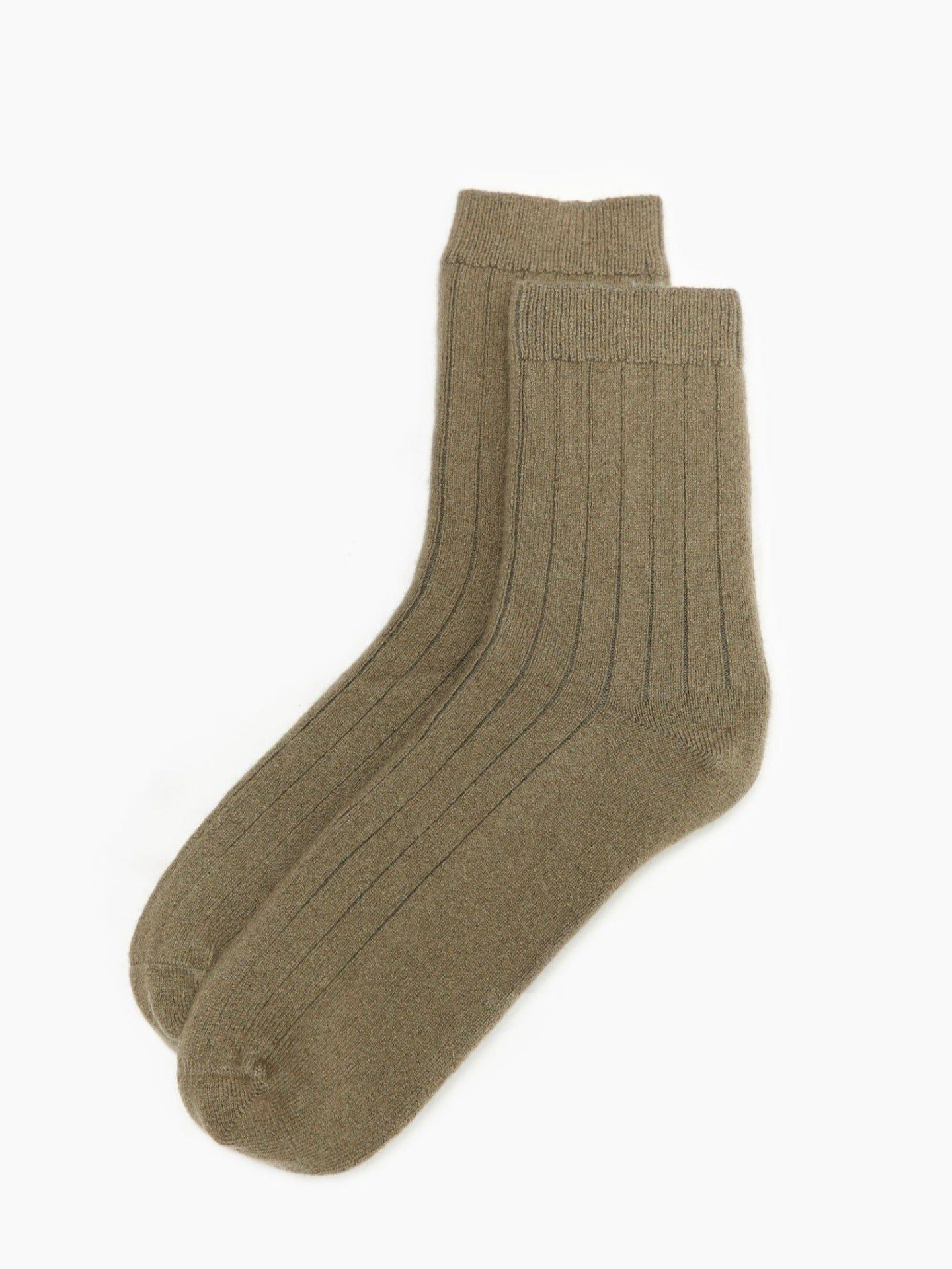 Unisex Cashmere Trim Knit Bed Socks Laurel Oak - Gobi Cashmere