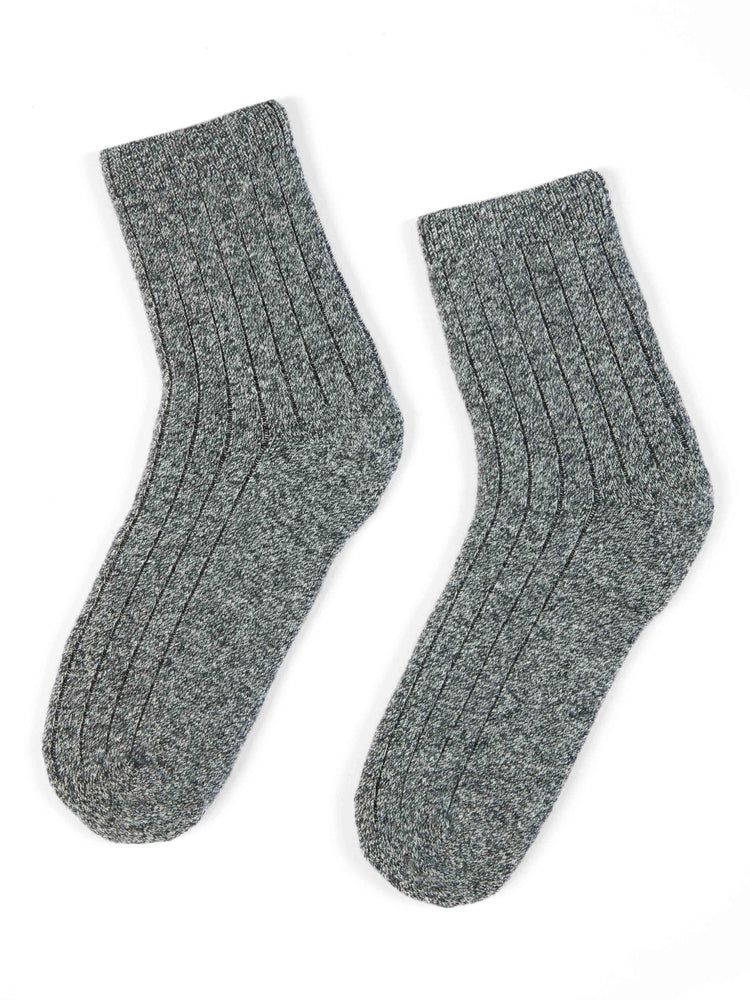 Unisex Cashmere Trim Knit Bed Socks Gunmetal - Gobi Cashmere