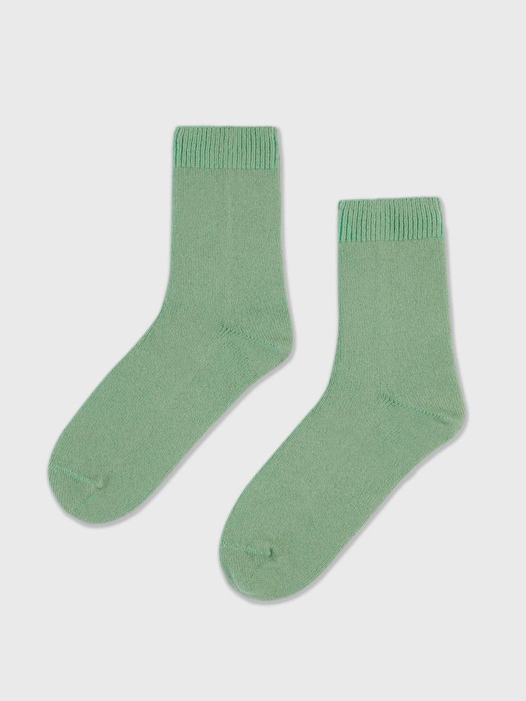 Women's Cashmere  Basic Socks Mineral Green - Gobi Cashmere