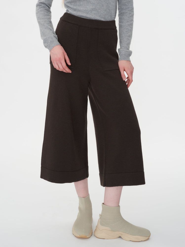 Women's Cashmere Knitted Culottes Turkish Coffee - Gobi Cashmere