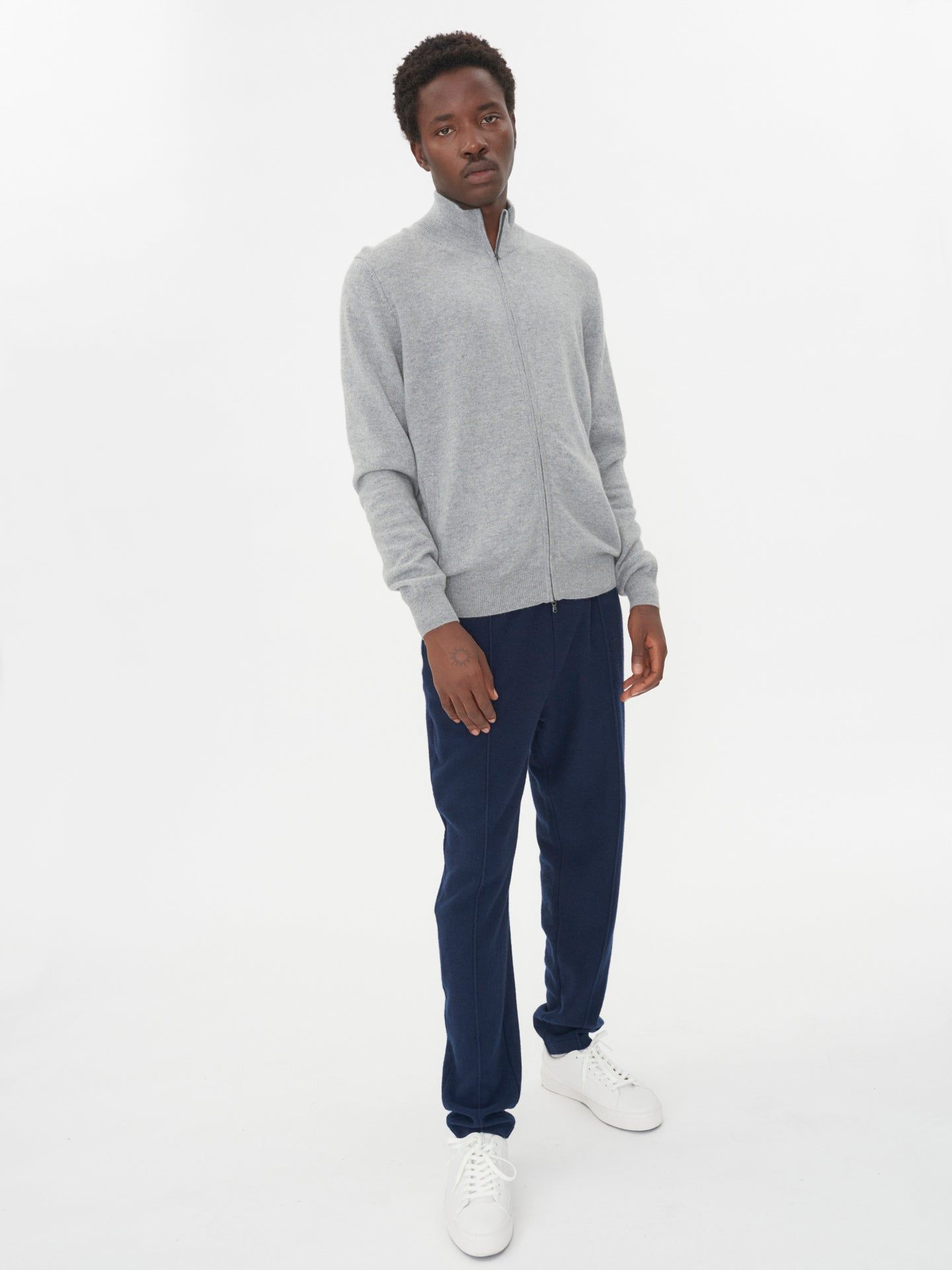 Men's Cashmere Full-Zip Cardigan Vapor Blue - Gobi Cashmere
