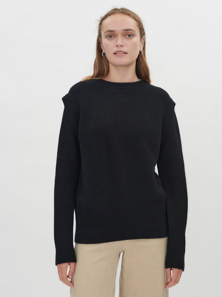 Women's Cashmere Layered Effect Sweater Black - Gobi Cashmere