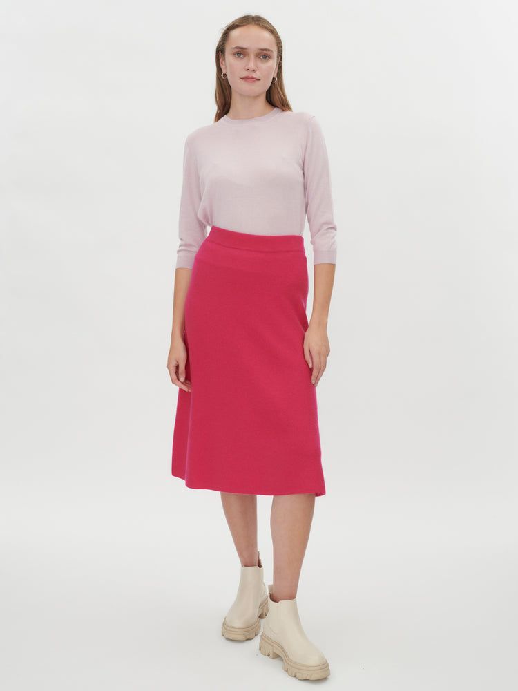 Women's Cashmere Flared Skirt Beetroot Purple - Gobi Cashmere