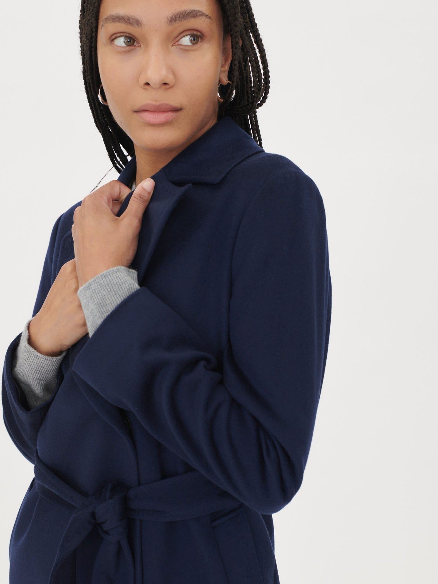 Women's Cashmere Belted Short Coat Midnight - Gobi Cashmere 