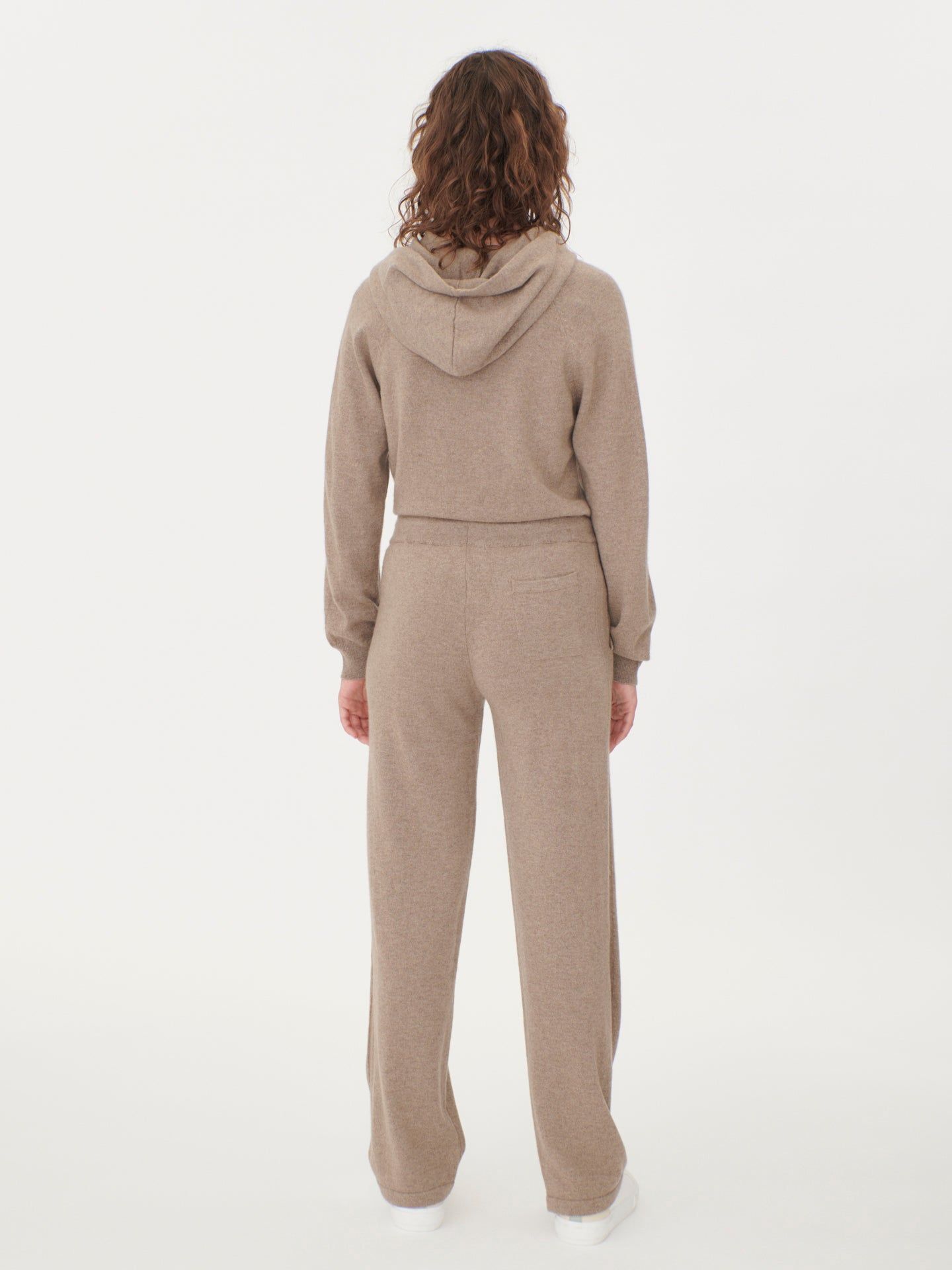 Women's Cashmere Straight Leg Jogger With Contrast Side Taupe - Gobi Cashmere