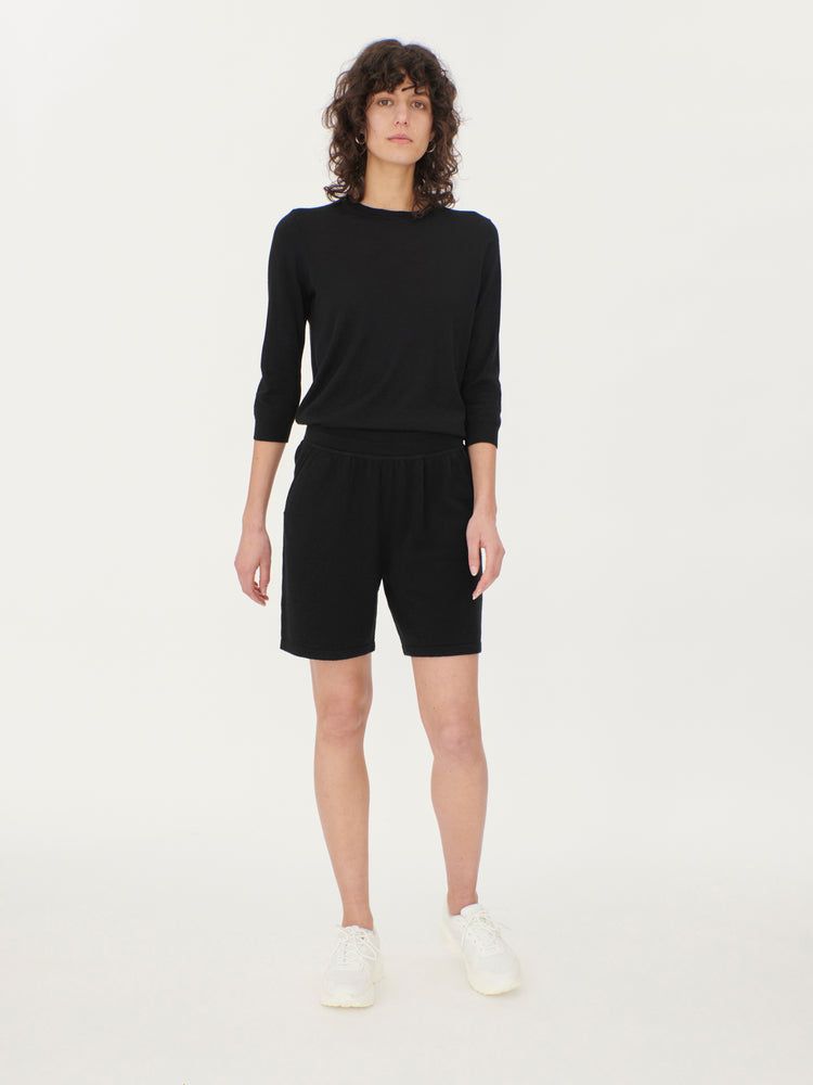 Women's Cashmere Shorts Black - Gobi Cashmere