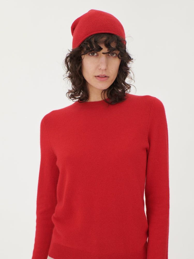 Women's Cashmere $99 Hat & Sweater Set Racing Red - Gobi Cashmere