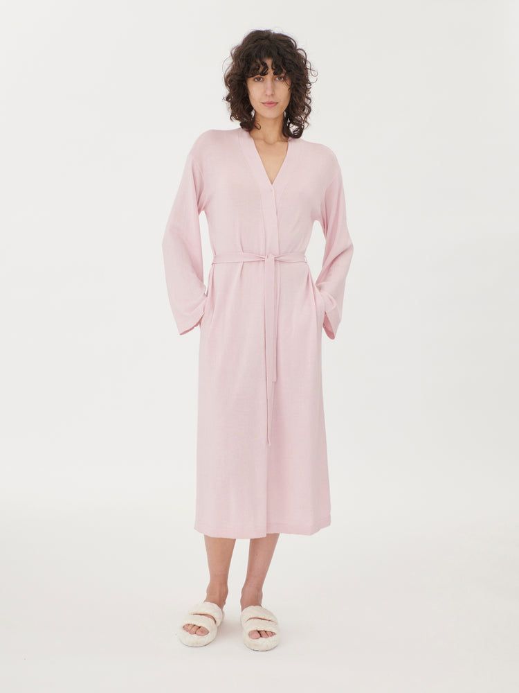Women's Silk Cashmere Robe Powder Pink - Gobi Cashmere