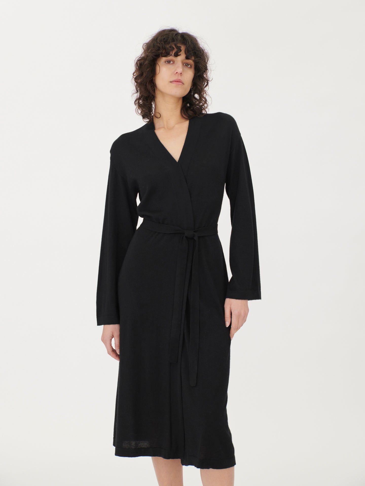 Women's Silk Cashmere Robe Black - Gobi Cashmere