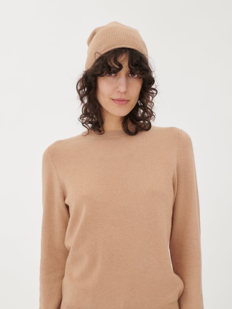 Women's Cashmere $99 Hat & Sweater Set Light Camel - Gobi Cashmere