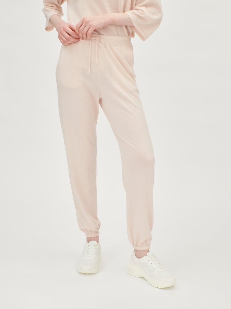 Women's Silk Cashmere Joggers Whisper Pink - Gobi Cashmere