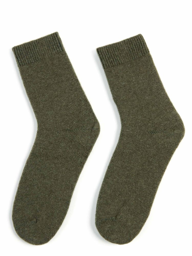 Women's Trim Knit Socks Black Forest - Gobi Cashmere