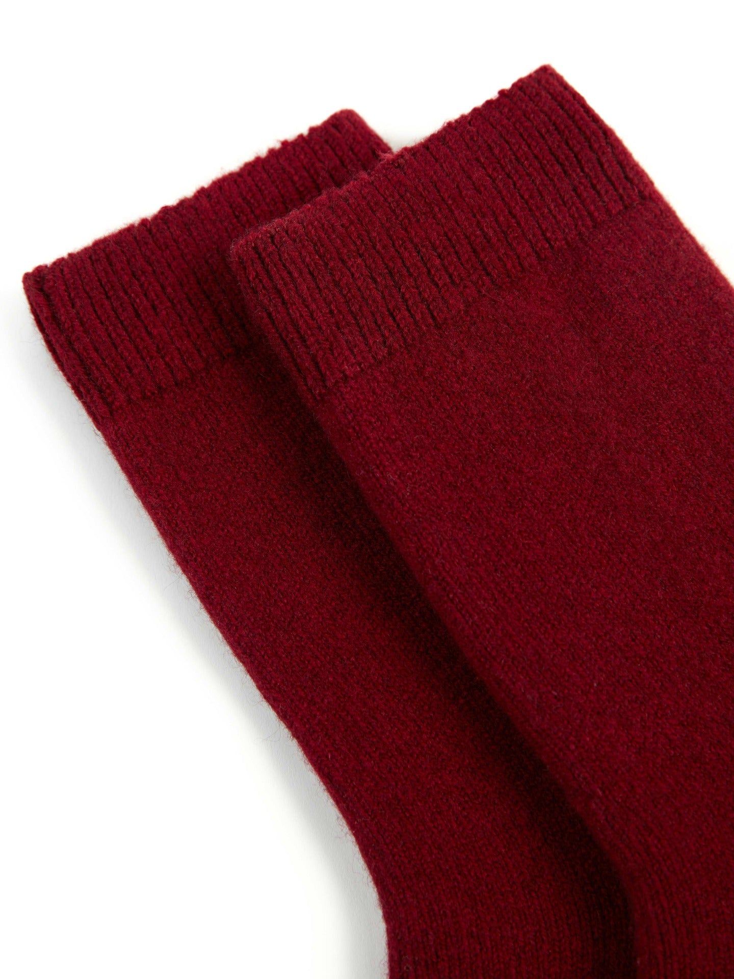 Unisex Cashmere Rib Knit Bed Socks Bordeaux - Gobi Cashmere