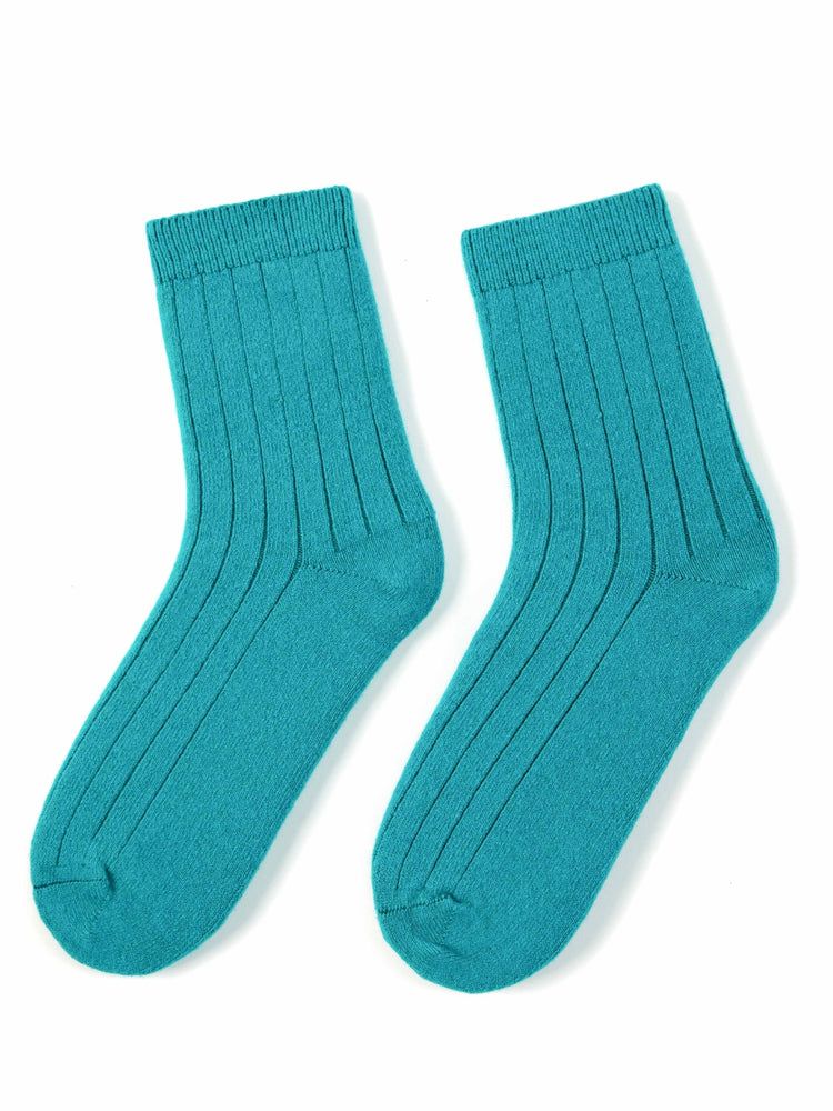 Unisex Cashmere Trim Knit Bed Socks Navigate - Gobi Cashmere