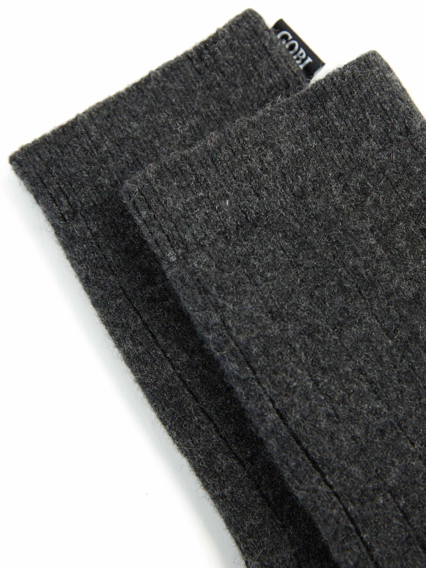 Unisex Cashmere Trim Knit Bed Socks Charcoal - Gobi Cashmere