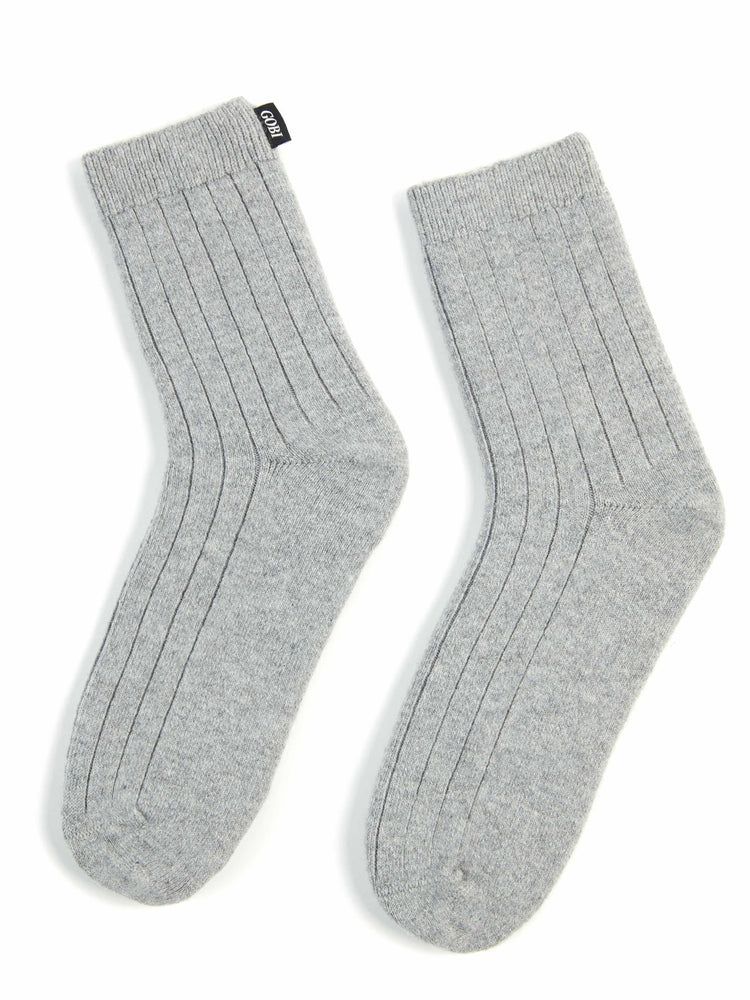 Unisex Cashmere Trim Knit Bed Socks Vapor Blue - Gobi Cashmere