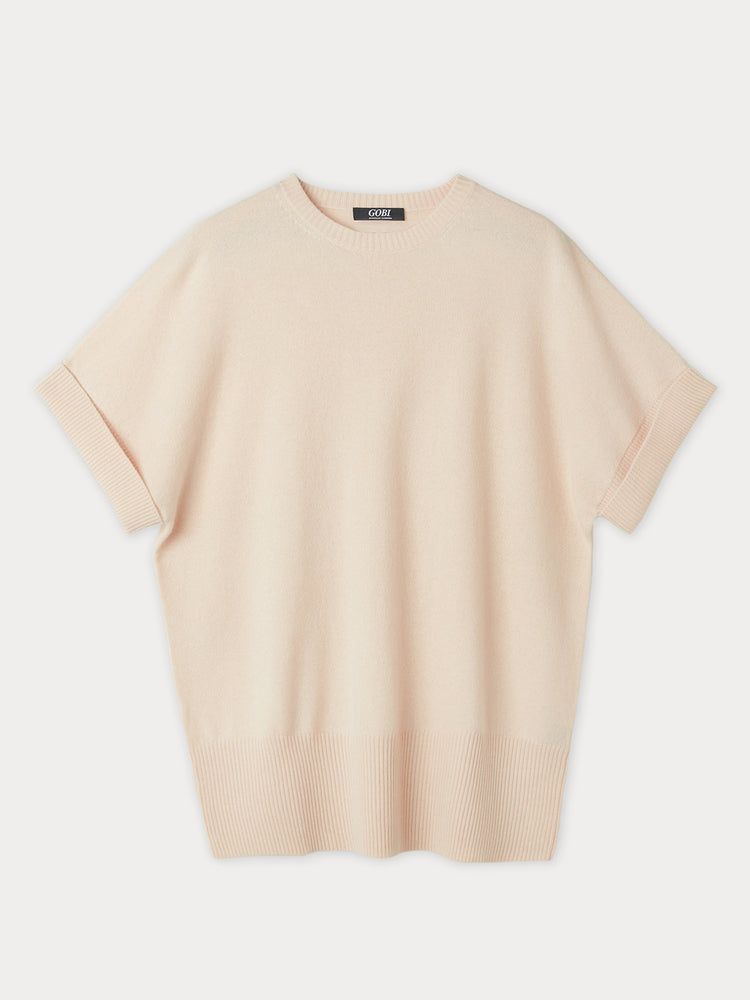 Women's Cashmere Oversized Roll Sleeve Shirt Crème Brulee - Gobi Cashmere