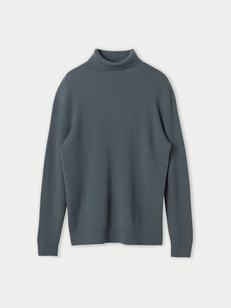 Men's Cashmere 3D Men's Turtleneck Sweater Neutral Gray - Gobi Cashmere
