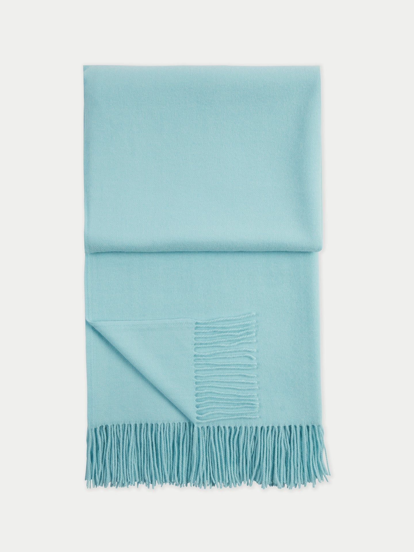 Cashmere Large Blanket With Fringe Blue Glass - Gobi Cashmere