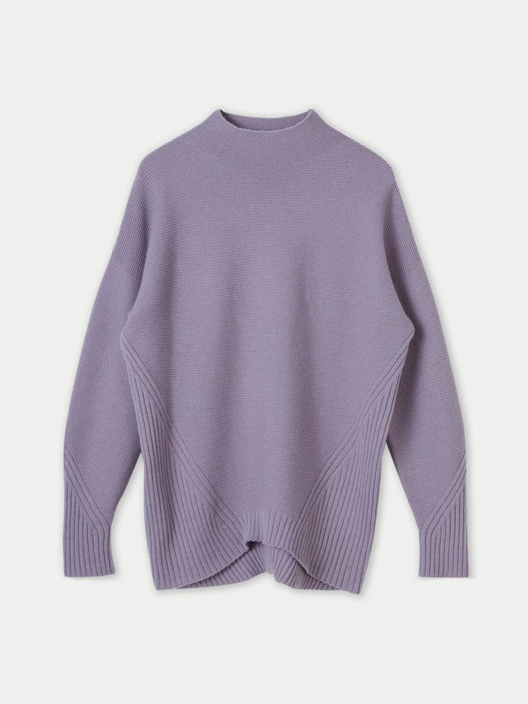 Women's Cashmere 3D Loose Sweater Lavender Gray - Gobi Cashmere