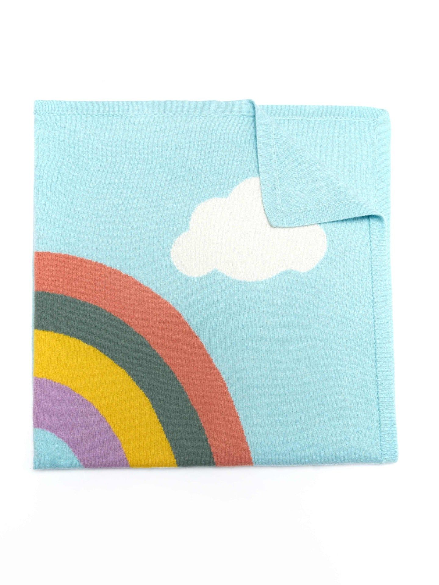 Cashmere Rainbow Baby Blanket Blue Glass - Gobi Cashmere