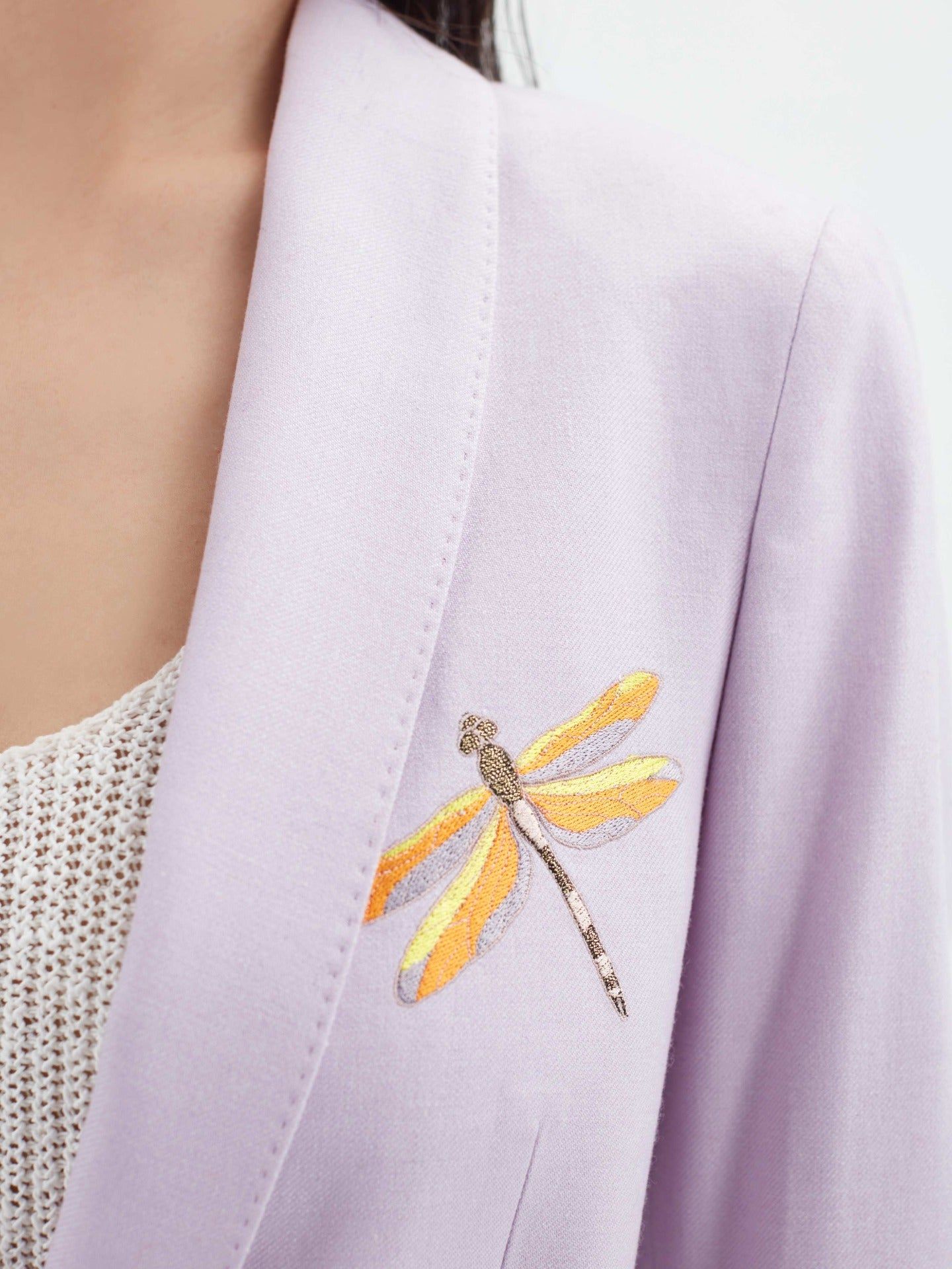 Women's Cashmere Limited Edition Embroidered Blazer Lavender Frost - Gobi Cashmere
