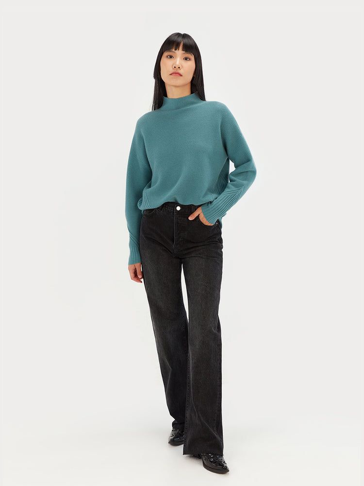 Women's Cashmere 3D Loose Sweater Teal - Gobi Cashmere