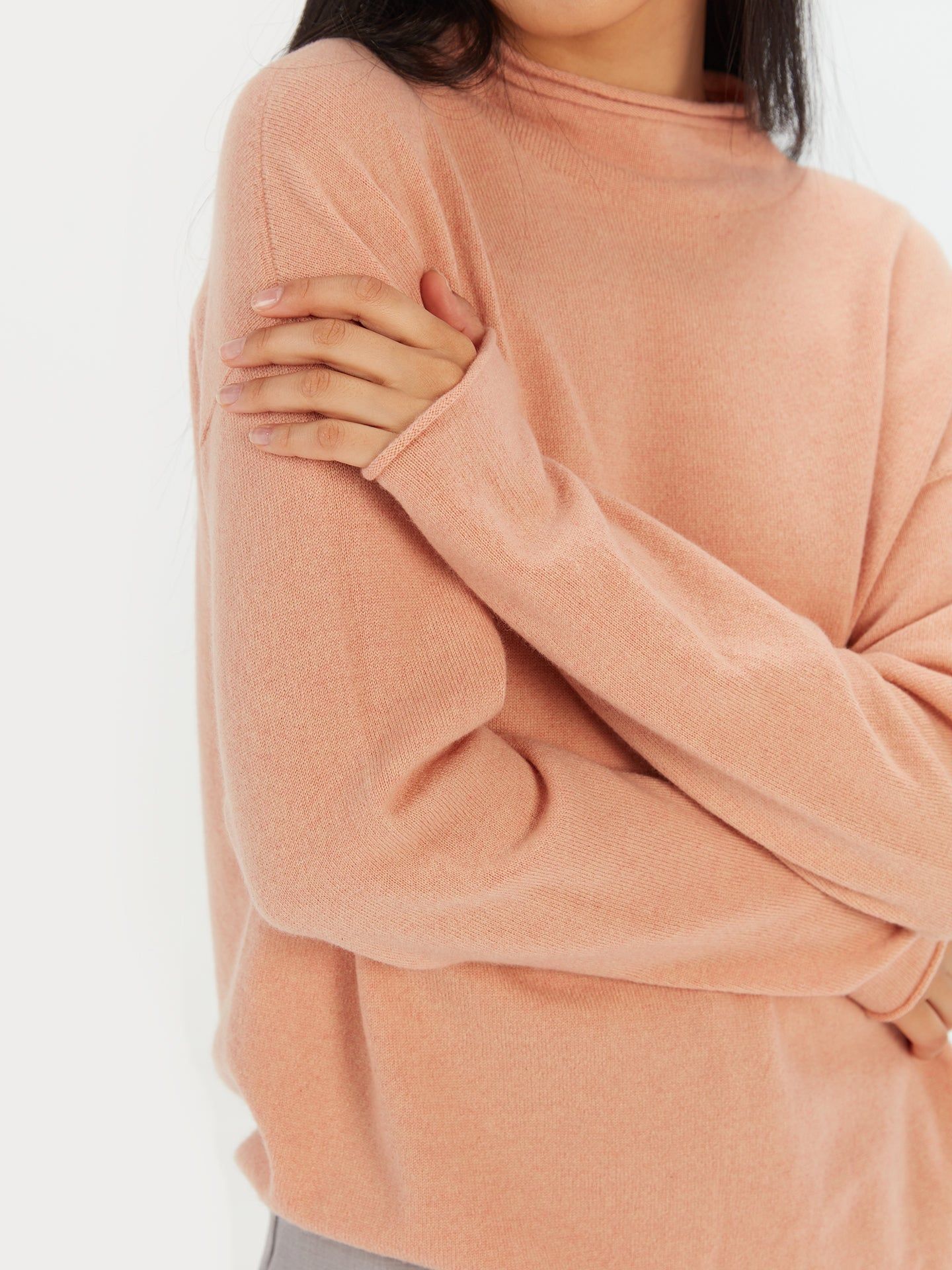 Women's Cashmere 3D Raw Edge Sweater Vanilla Cream - Gobi Cashmere
