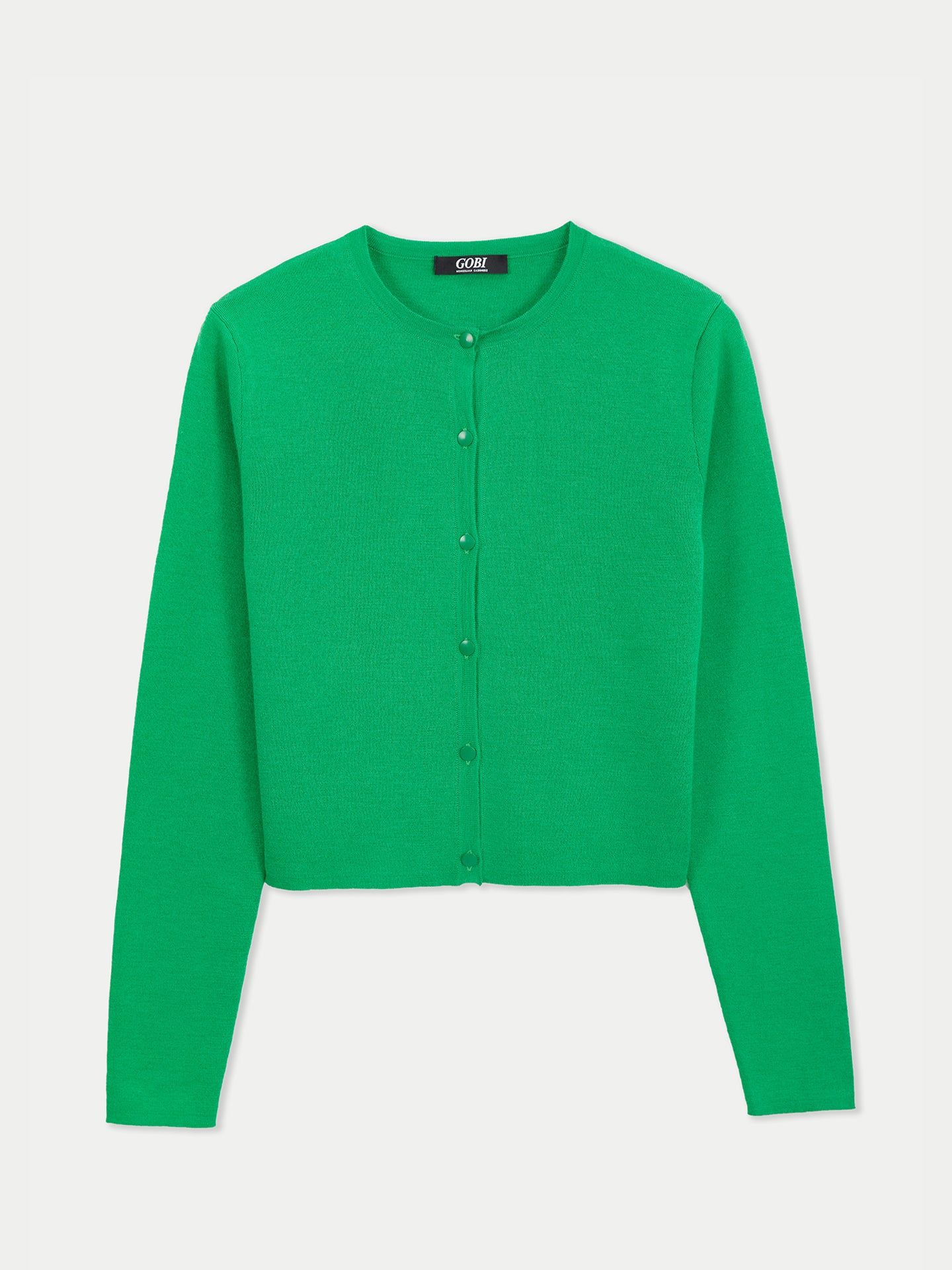 Women's Silk Cashmere Cropped Cardigan Jolly Green - Gobi Cashmere