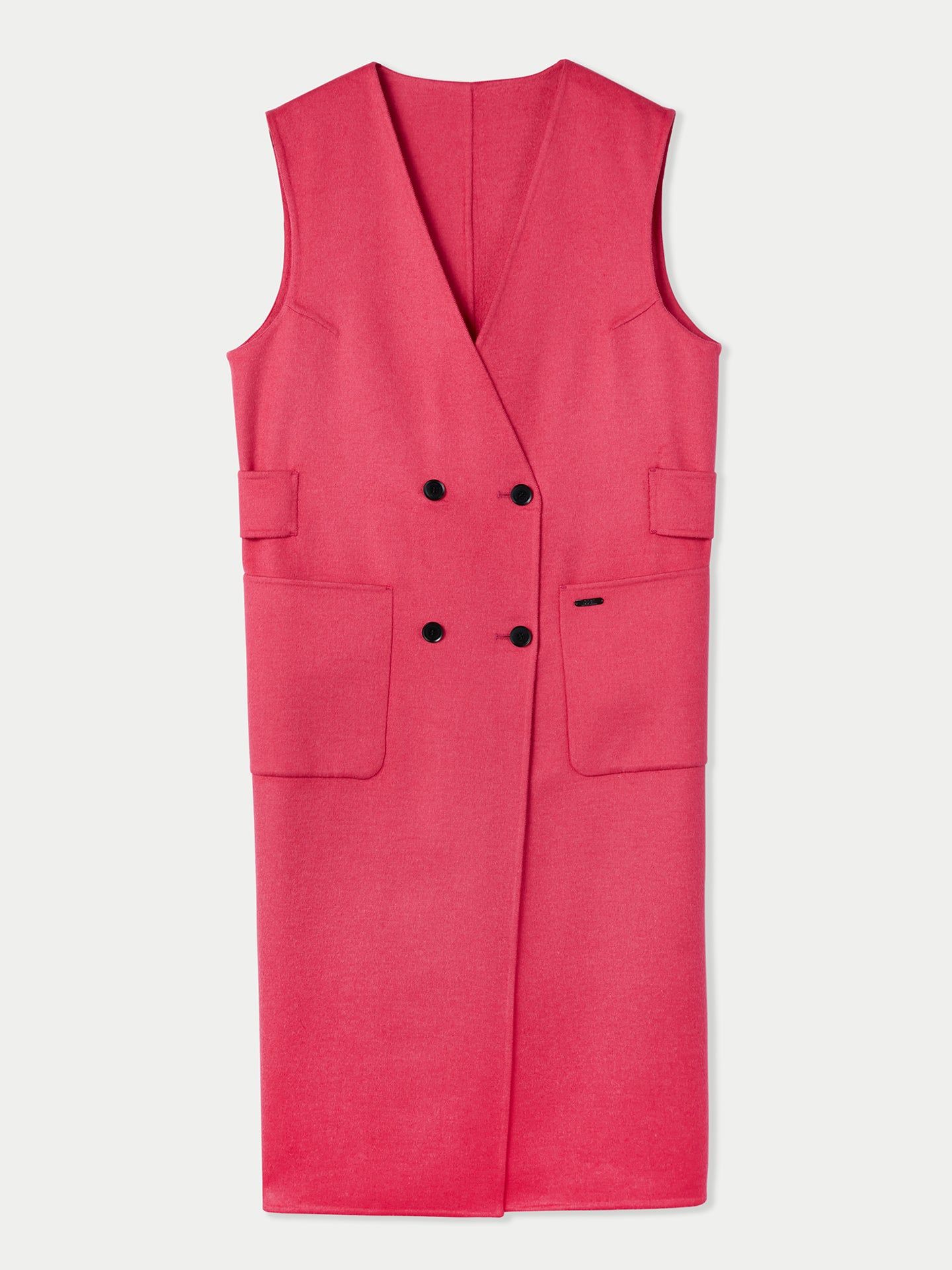 Women's Cashmere Double Breasted Vest Red Rose - Gobi Cashmere